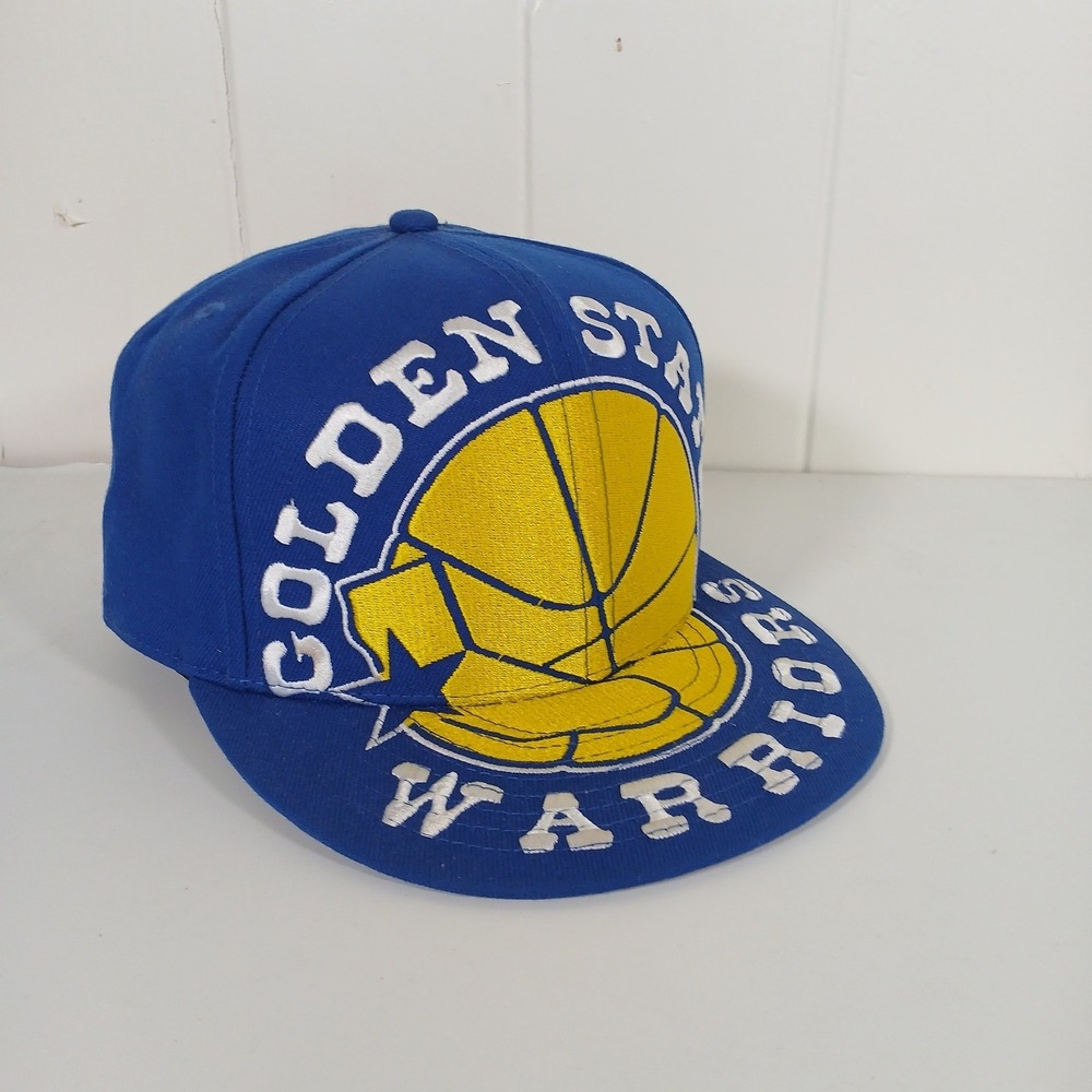 Mitchell & Ness Golden State Warriors Big Logo Snapback‎ Hat Blue NBA Cap Mens
